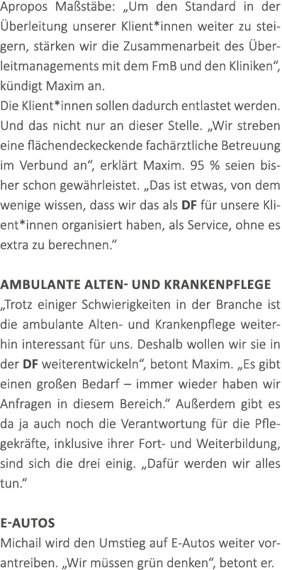 Apropos Ma st be: „Um den Standard in der berleitung unserer Klient*innen weiter zu steigern, st rken wir die Zusamm...