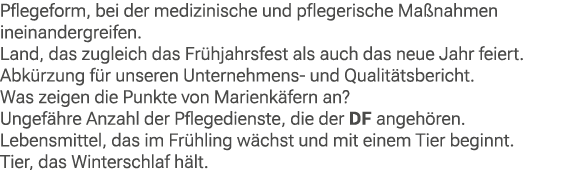 Pflegeform, bei der medizinische und pflegerische Ma nahmen ineinandergreifen. Land, das zugleich das Fr hjahrsfest a...
