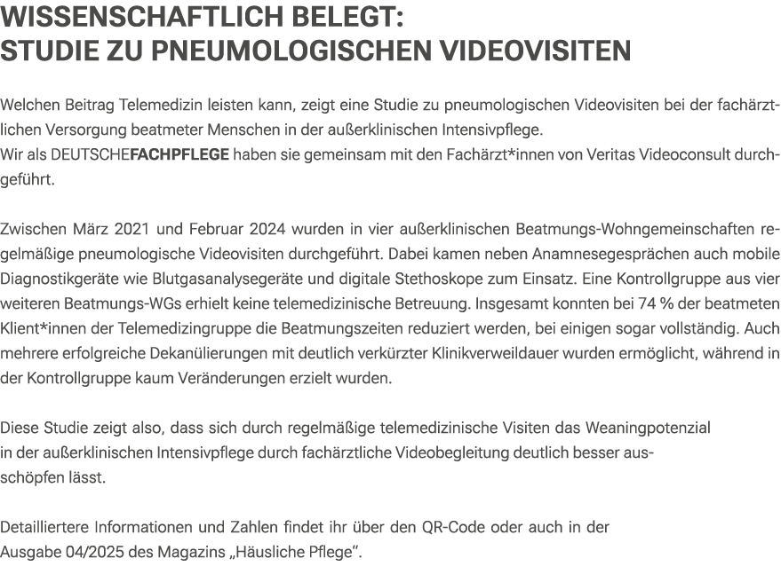 Wissenschaftlich belegt: Studie zu pneumologischen Videovisiten Welchen Beitrag Telemedizin leisten kann, zeigt eine ...