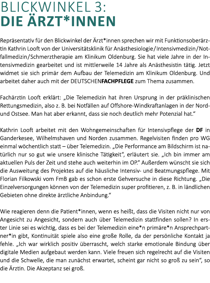 Blickwinkel 3: Die rzt*innen Repr sentativ f r den Blickwinkel der  rzt*innen sprechen wir mit Funktionsober rztin K...