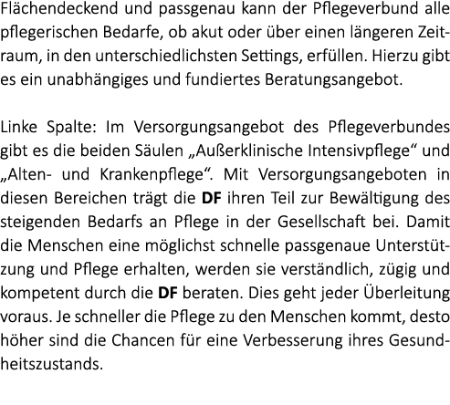 Fl chendeckend und passgenau kann der Pflegeverbund alle pflegerischen Bedarfe, ob akut oder ber einen l ngeren Zeit...