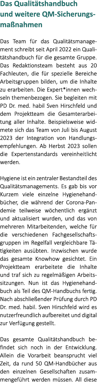 Das Qualit tshandbuch und weitere QM Sicherungsma nahmen Das Team f r das Qualit tsmanagement schreibt seit April 202...
