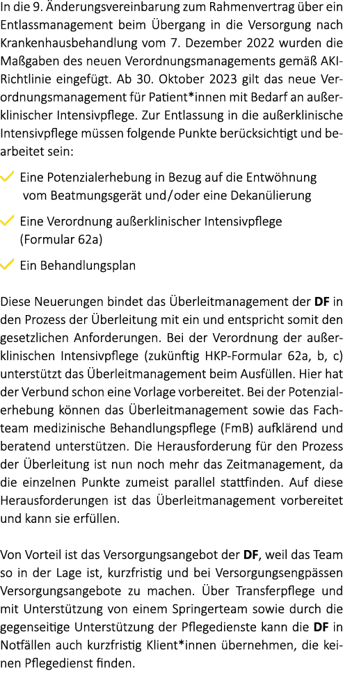 In die 9. nderungsvereinbarung zum Rahmenvertrag  ber ein Entlassmanagement beim  bergang in die Versorgung nach Kra...