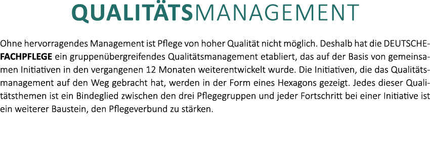 Qualit tsmanagement Ohne hervorragendes Management ist Pflege von hoher Qualit t nicht m glich. Deshalb hat die DEUTS...