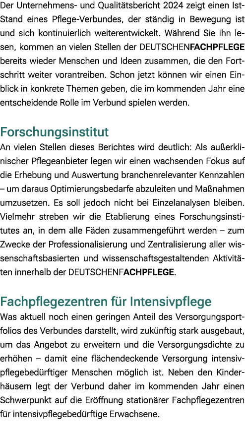 Der Unternehmens und Qualit tsbericht 2024 zeigt einen Ist Stand eines Pflege Verbundes, der st ndig in Bewegung ist ...