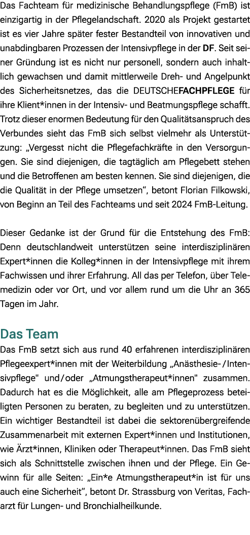 Das Fachteam f r medizinische Behandlungspflege (FmB) ist einzigartig in der Pflegelandschaft. 2020 als Projekt gesta...