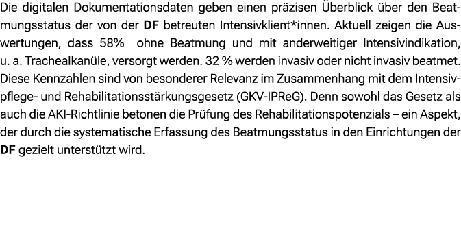 Die digitalen Dokumentationsdaten geben einen pr zisen berblick  ber den Beatmungsstatus der von der DF betreuten In...