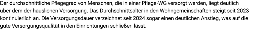Der durchschnittliche Pflegegrad von Menschen, die in einer Pflege WG versorgt werden, liegt deutlich ber dem der h ...
