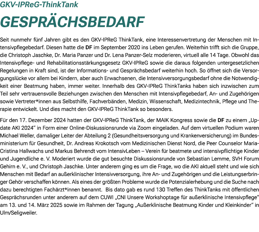 GKV IPReG ThinkTank Gespr chsbedarf Seit nunmehr f nf Jahren gibt es den GKV IPReG ThinkTank, eine Interessenvertretu...