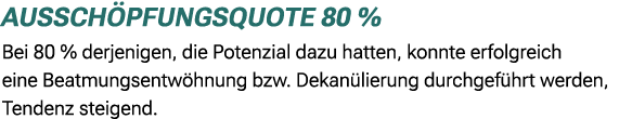 Aussch pfungsquote 80 % Bei 80 % derjenigen, die Potenzial dazu hatten, konnte erfolgreich eine Beatmungsentw hnung b...
