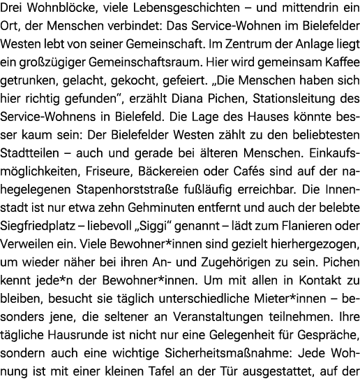 Drei Wohnbl cke, viele Lebensgeschichten – und mittendrin ein Ort, der Menschen verbindet: Das Service Wohnen im Biel...